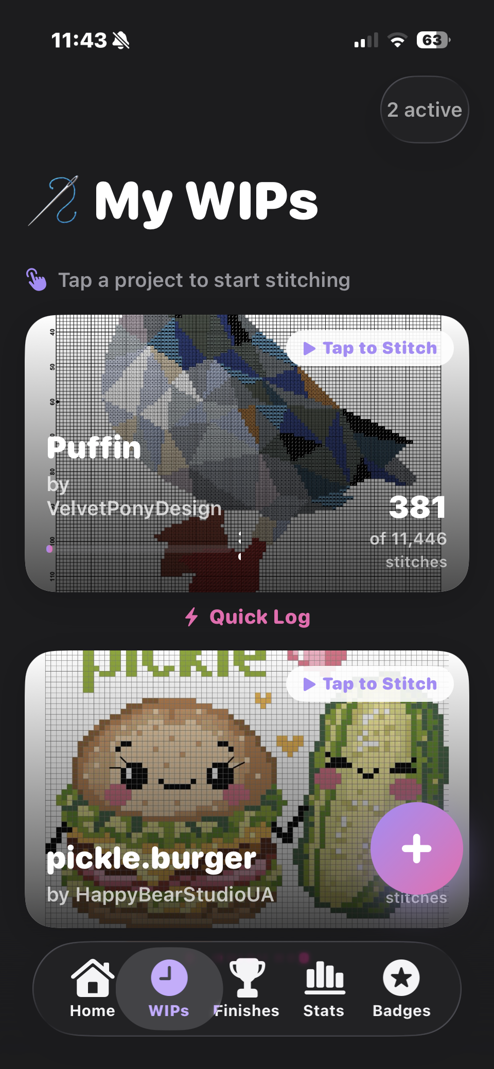 WIP projects with progress tracking