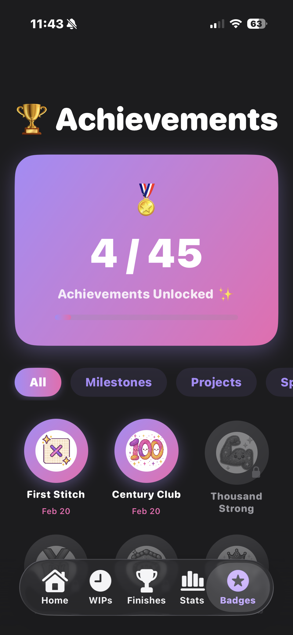 Achievement badges collection
